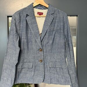 Merona Cotton Light Blue Chambray Blazer - Medium.